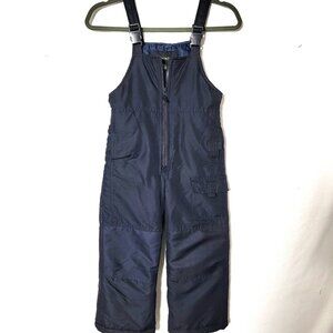 London Fog Childs Snow Bib Overalls Sz 5/6 Insulated Pockets Buckle Straps Navy